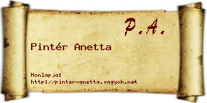 Pintér Anetta névjegykártya